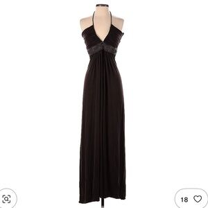 Elegant Chocolate Brown Maxi Dress with Braided Detail